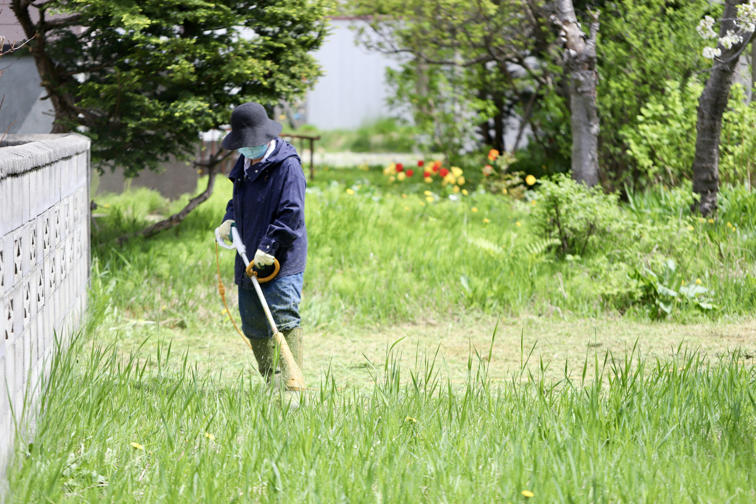庭の整理対応作業